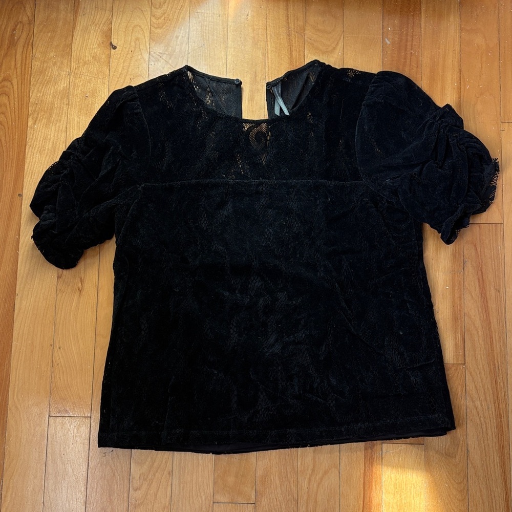 Anthropologie Black Velvet Blouse